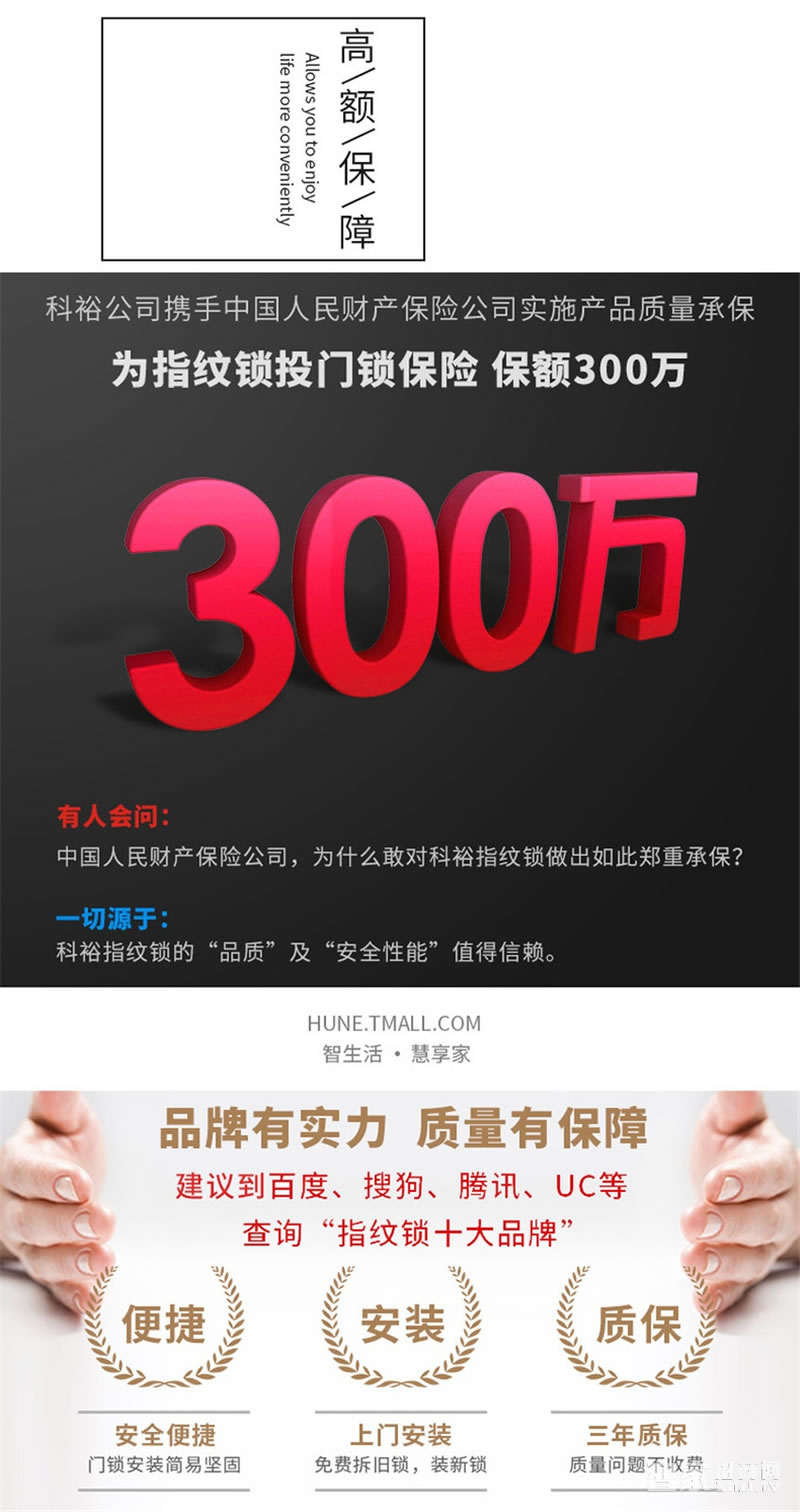 科裕鈦合金智能鎖918-88-F 半導體指紋鎖