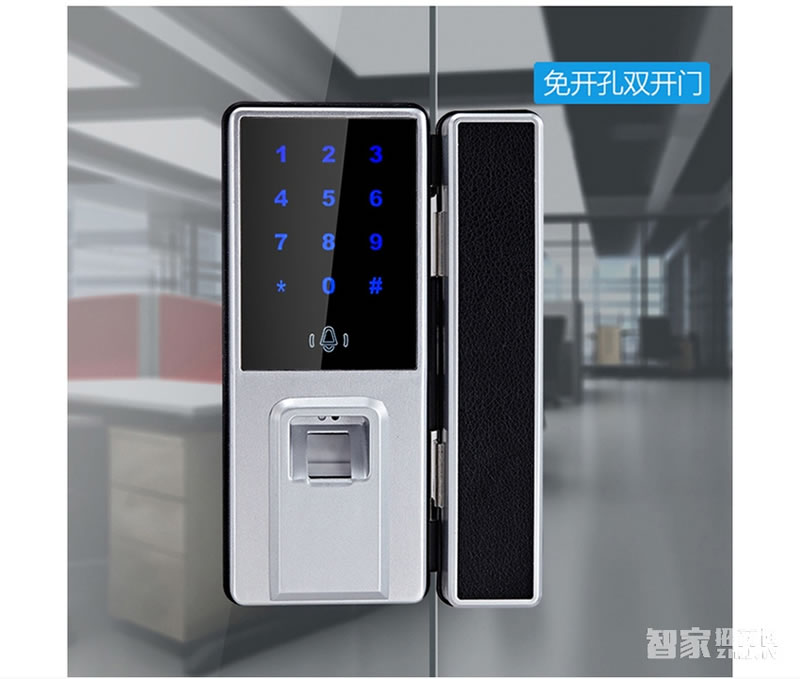 實譽玻璃門指紋鎖 免孔無拆卸 玻璃門智能電子鎖