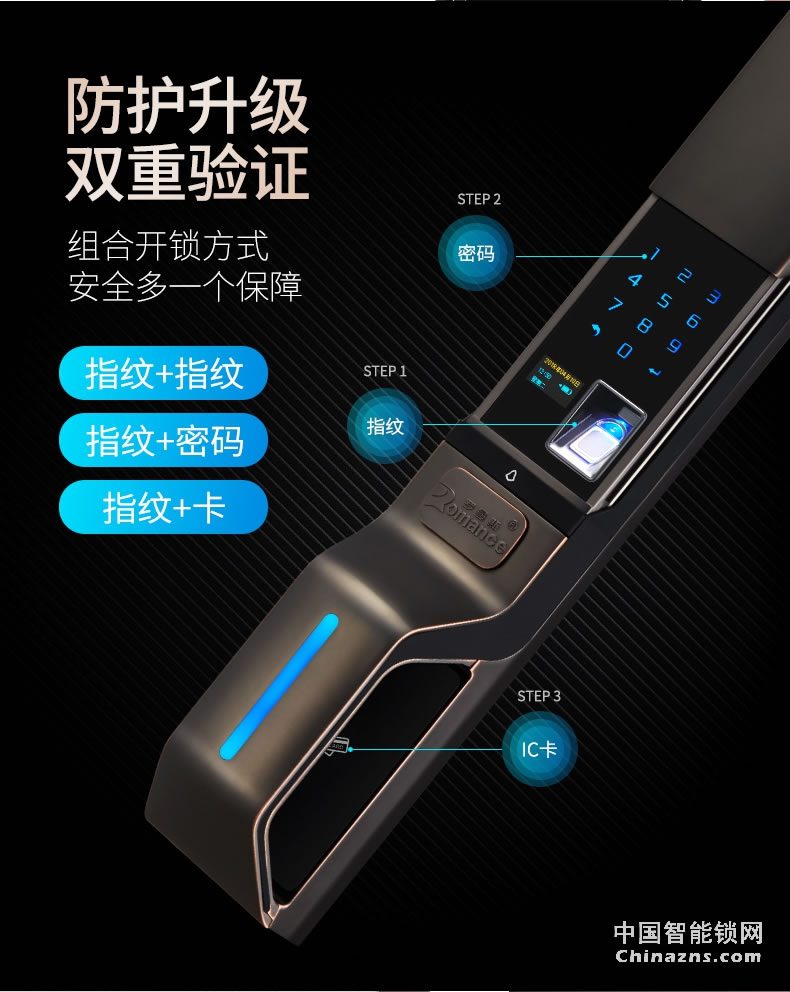 羅曼斯全自動(dòng)智能鎖DD3 指紋鎖家用防盜門(mén)感應(yīng)密碼電子門(mén)鎖