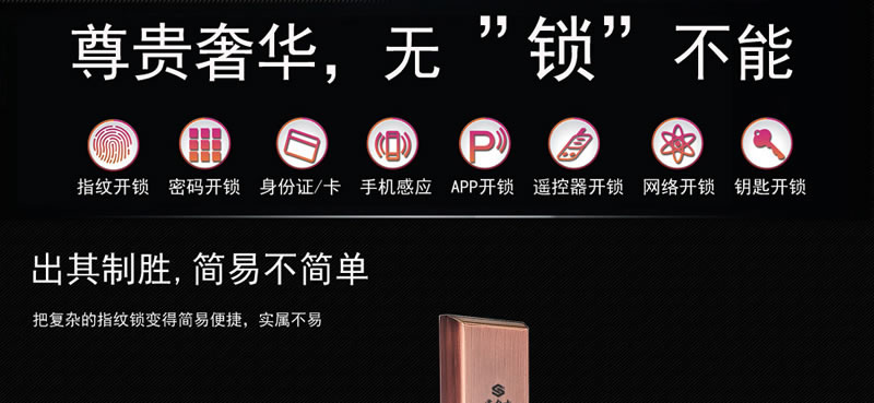 豪力士指紋鎖 L8866F手機感應智能鎖家用防盜大門密碼鎖刷卡智能電子鎖