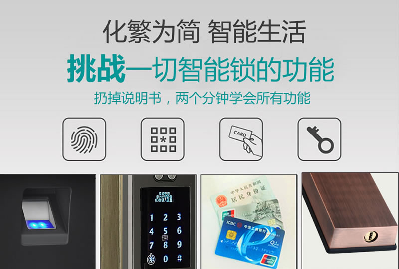 豪力士指紋鎖 L8866F手機感應智能鎖家用防盜大門密碼鎖刷卡智能電子鎖