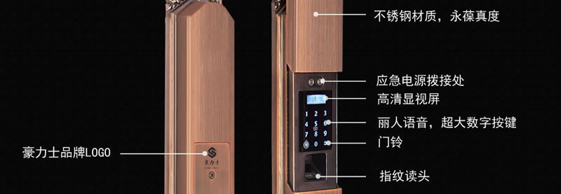 豪力士別墅指紋鎖 手機感應智能家居聯動密碼智能鎖雙開別墅門鎖
