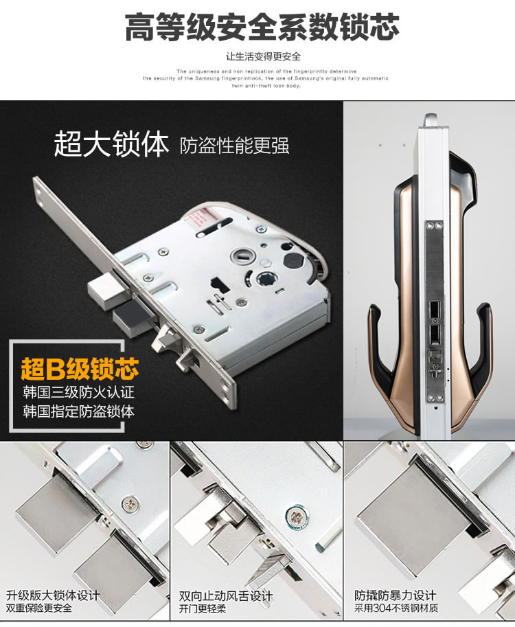 三星指紋鎖DP728 推拉手機(jī)開門電子鎖