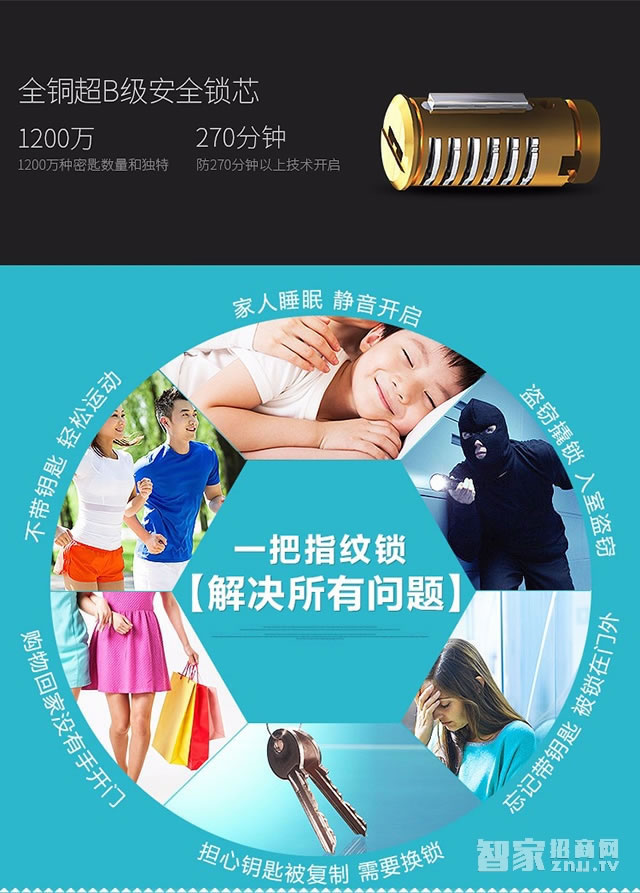 安唯萊智能鎖 全銅滑蓋智能指紋密碼鎖