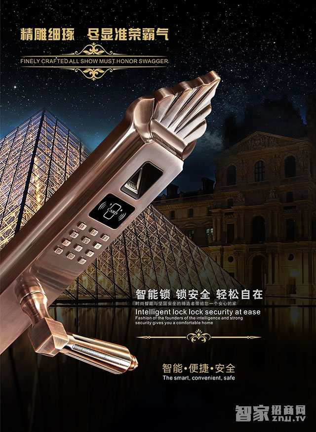 安唯萊智能鎖 全銅智能鎖 別墅防盜門指紋密碼鎖