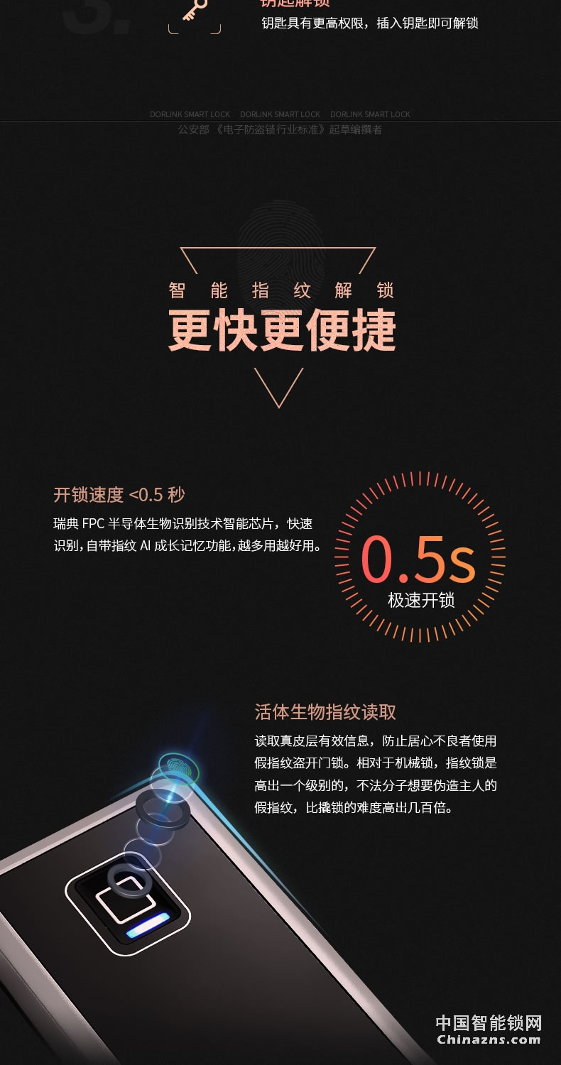 多靈指紋鎖S4 家用防盜門指紋密碼鎖電子鎖大門鎖