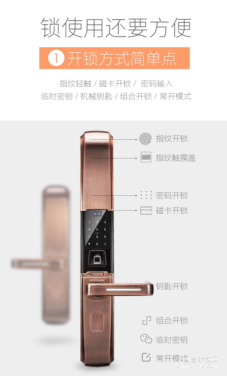 e家鎖A3智能鎖 防盜門木門指紋鎖家用辦公室電子密碼鎖