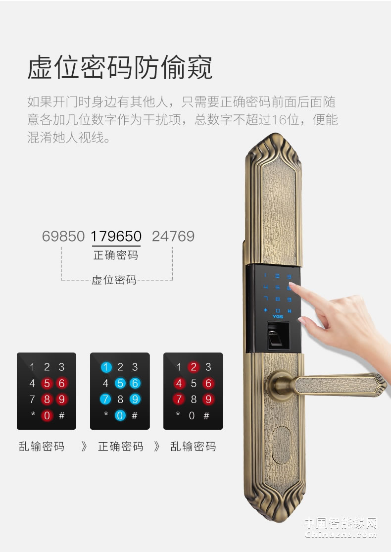 YGS楊格指紋鎖歐式大門鎖滑蓋別墅雙開門鎖智能電子鎖密碼鎖