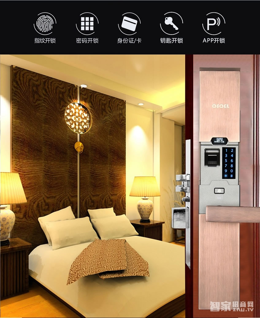 歐索爾智能鎖別墅指紋密碼鎖 家用防盜門智能鎖