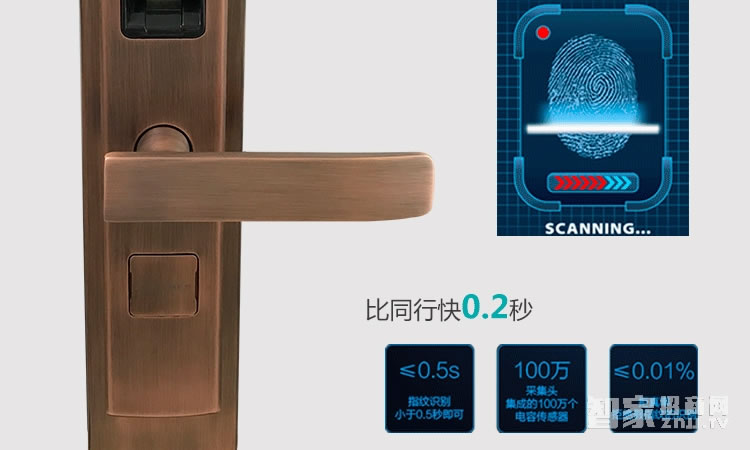 智能屋智能鎖 家用防盜智能鎖(紅古銅)