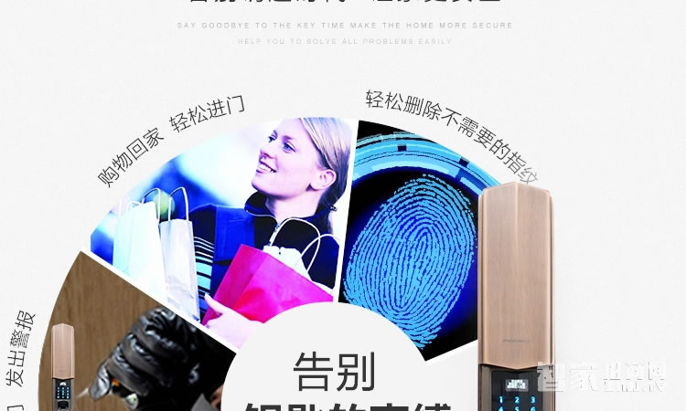 智能屋指紋鎖 滑蓋智能鎖(紅古銅)