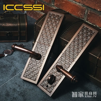 艾棲防盜家用指紋鎖 復古指紋密碼鎖 純銅滑蓋指紋鎖