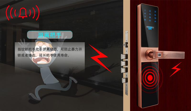 慧星辰智能鎖 半導(dǎo)體指紋密碼紅膜鎖 直板防盜門鎖