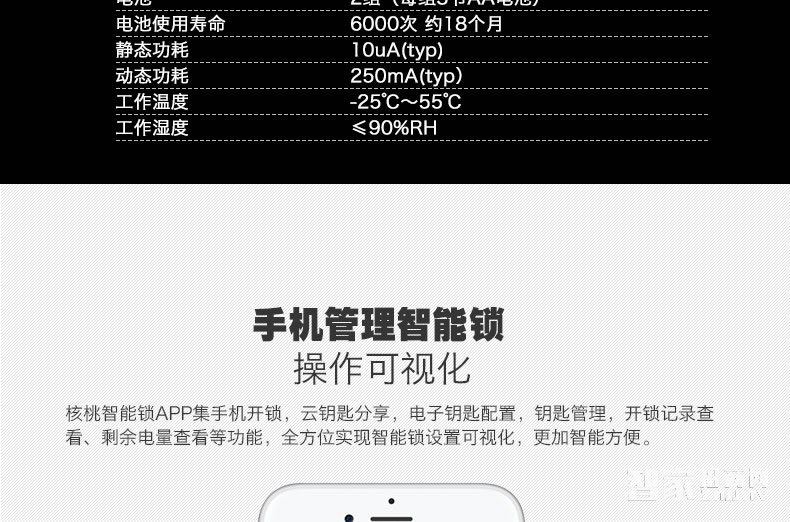 核桃智能鎖 手機(jī)藍(lán)牙開(kāi)鎖 智能卡鎖W2