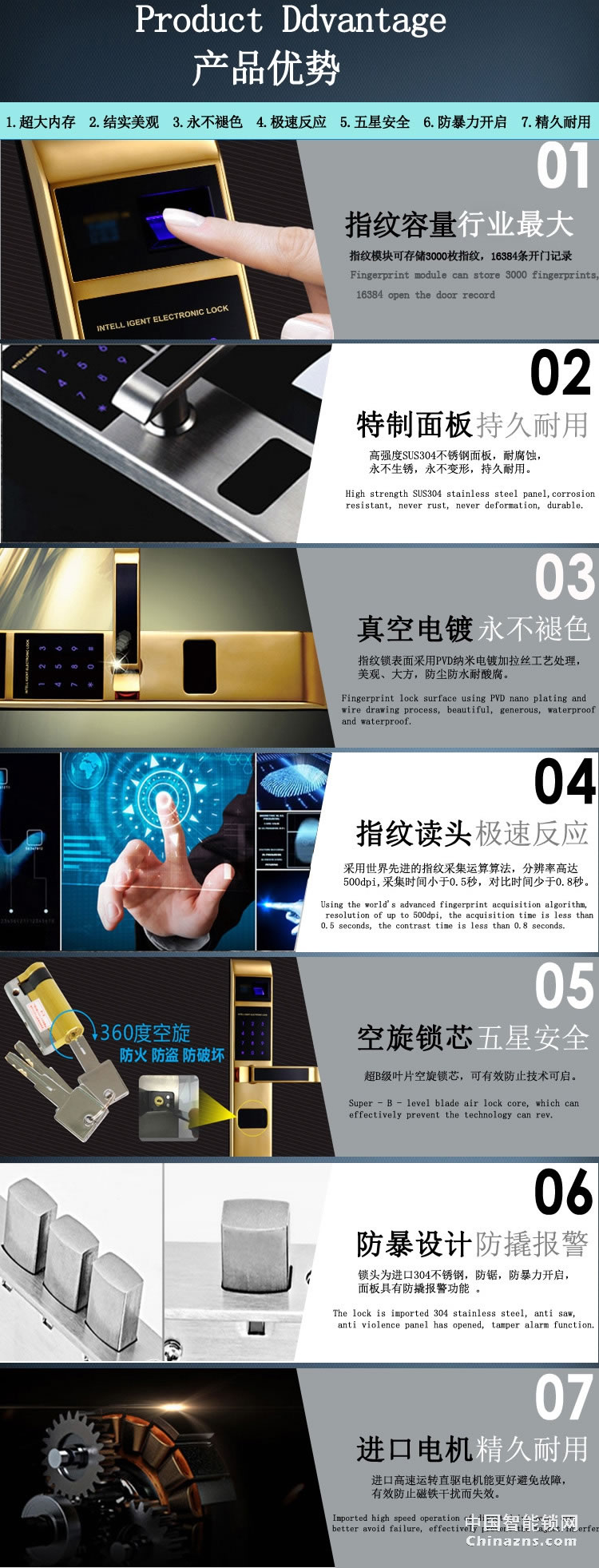 弘吉宇嘉智能鎖家用指紋鎖密碼鎖不銹鋼大門專用防盜門鎖