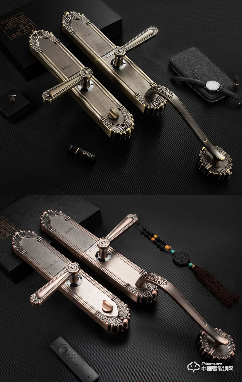 杜魯克智能鎖 歐式別墅大門指紋鎖雙開門銅門鑄鋁門智能鎖