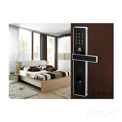 邦派指紋鎖密碼鎖 機(jī)械鑰匙鎖 直板黑色