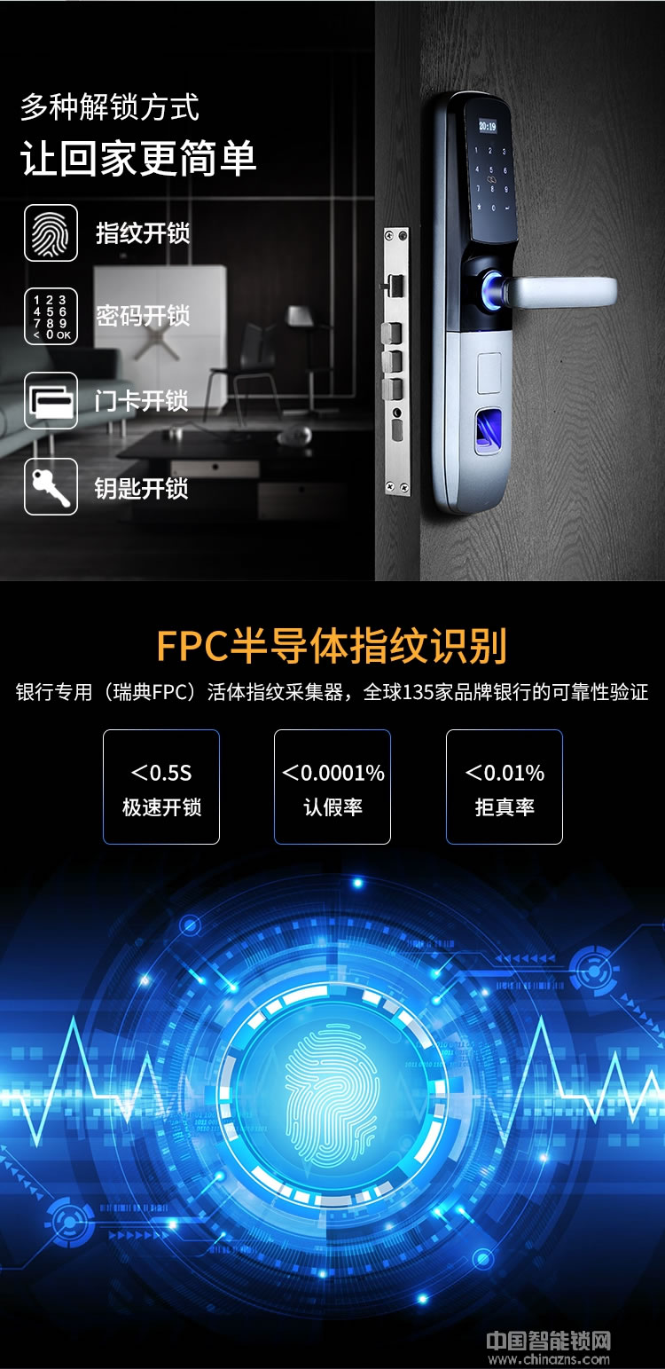 尊爵智能鎖 家用防盜門鎖 智能鎖磁卡感應鎖