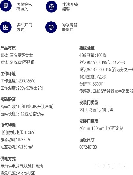 優上木門指紋鎖 直板電子鎖 直板磁卡鎖 