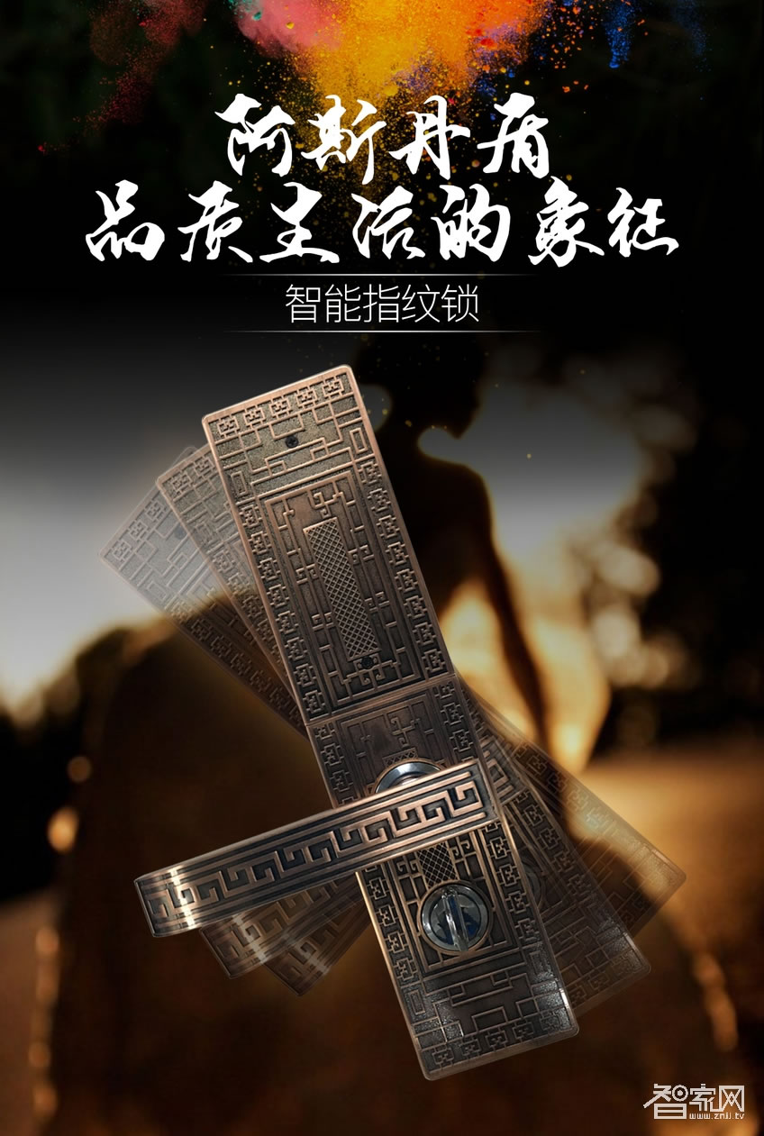 阿斯丹盾復古滑蓋智能鎖 別墅指紋密碼鎖