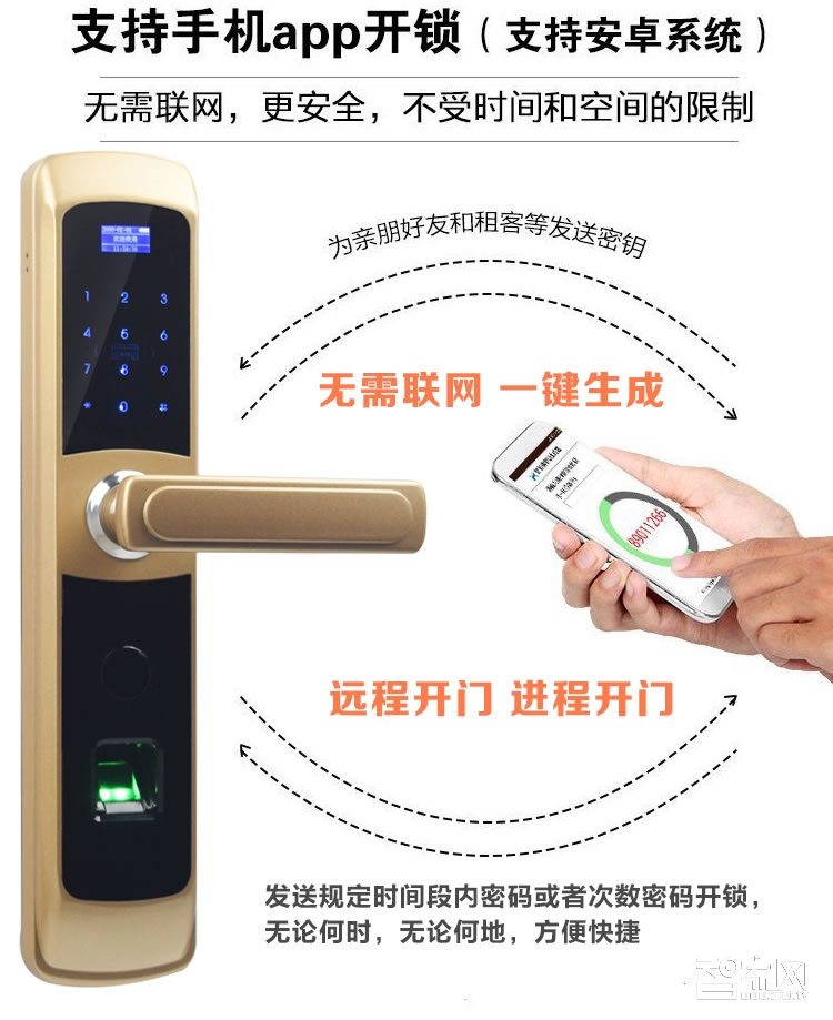 阿斯丹盾電子密碼鎖 智能指紋鎖 上提反鎖