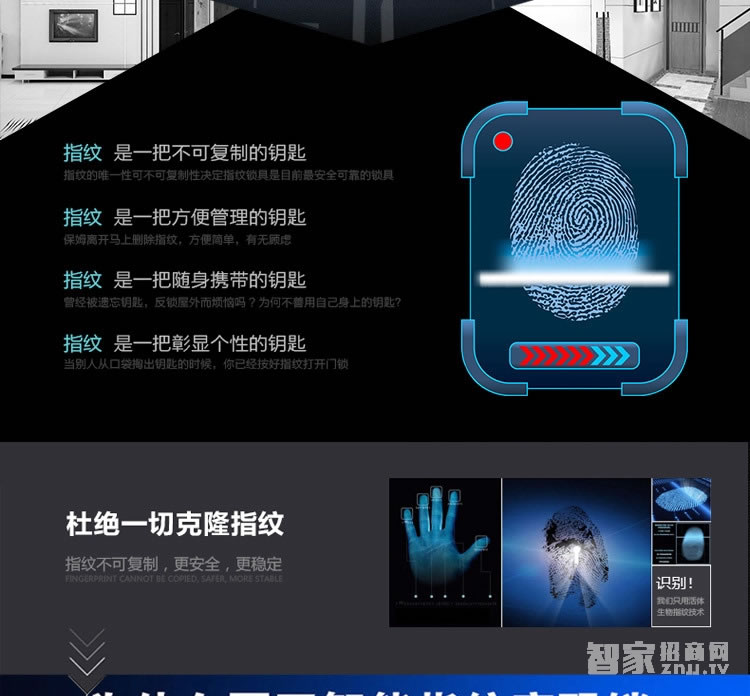 阿斯丹盾直板指紋密碼鎖 不銹鋼家用智能鎖