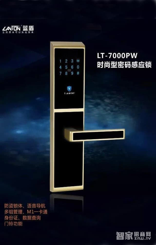 藍(lán)盾智能鎖時(shí)尚多功能密碼感應(yīng)鎖刷卡鎖直板