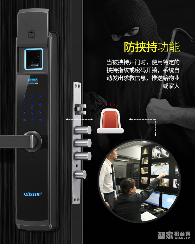 歐萊斯頓指紋鎖智能鎖防盜門家用電子鎖密碼鎖