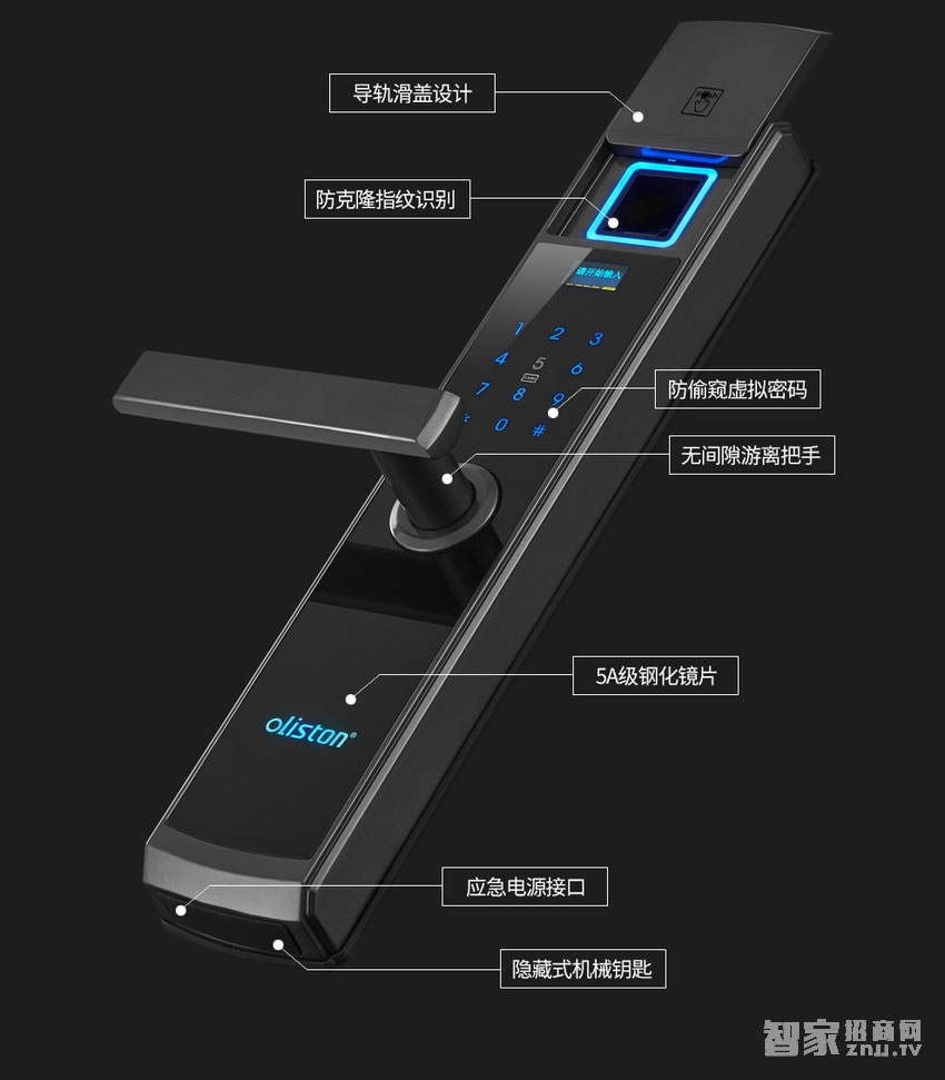 歐萊斯頓指紋鎖智能鎖防盜門家用電子鎖密碼鎖