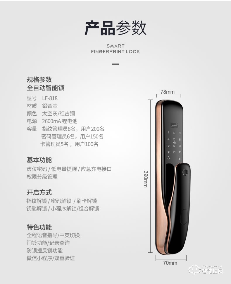 朗菲智能鎖 全自動推拉式智能貓眼鎖