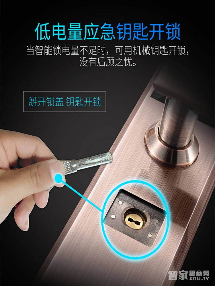 明達智能鎖 鋁合金智能鎖 玫瑰金指紋密碼鎖