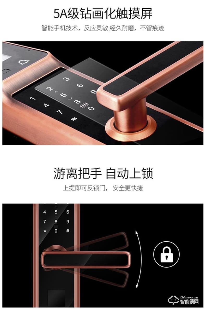 朗菲智能鎖 家用防盜門監(jiān)控攝像頭電子鎖
