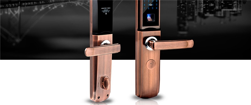 天喬紅古銅滑蓋智能指紋鎖 別墅防盜門鎖