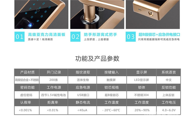 天喬APP智能指紋密碼鎖 小區防盜智能鎖