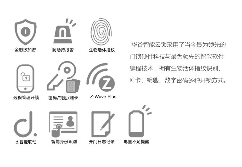 華谷智能鎖 智能云鎖 家用指紋門鎖