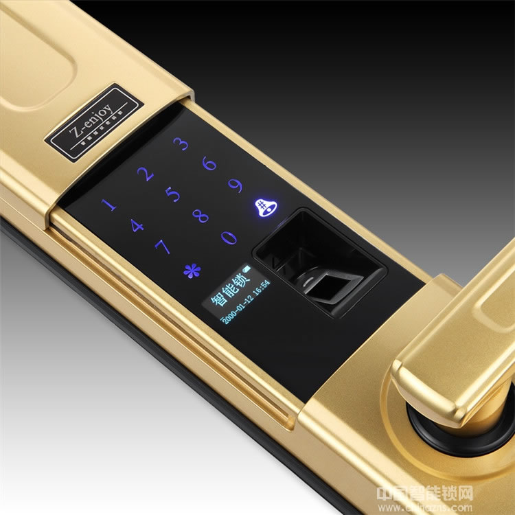 優(yōu)咖香檳色智能指紋鎖 防撬報(bào)警智能門(mén)鎖