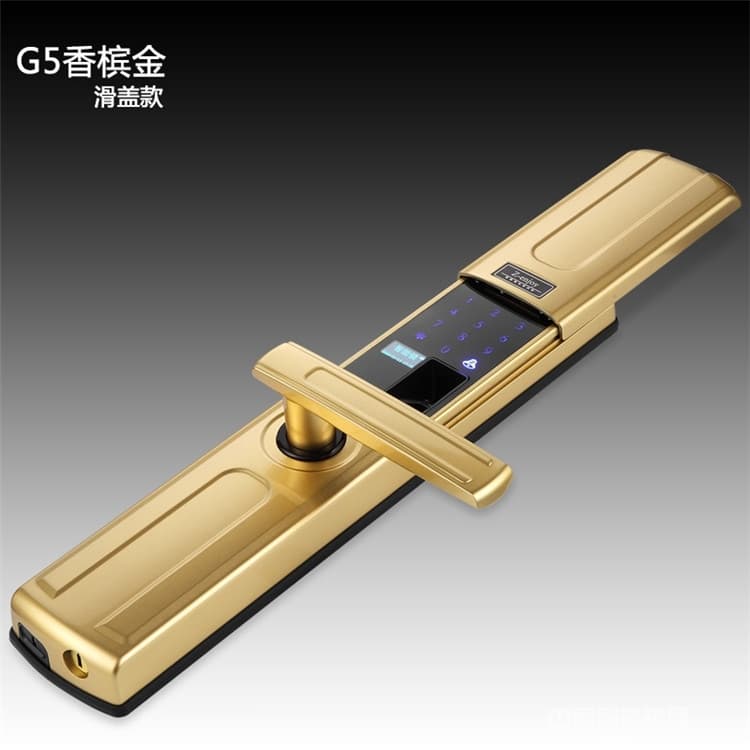 優(yōu)咖香檳色智能指紋鎖 防撬報(bào)警智能門(mén)鎖