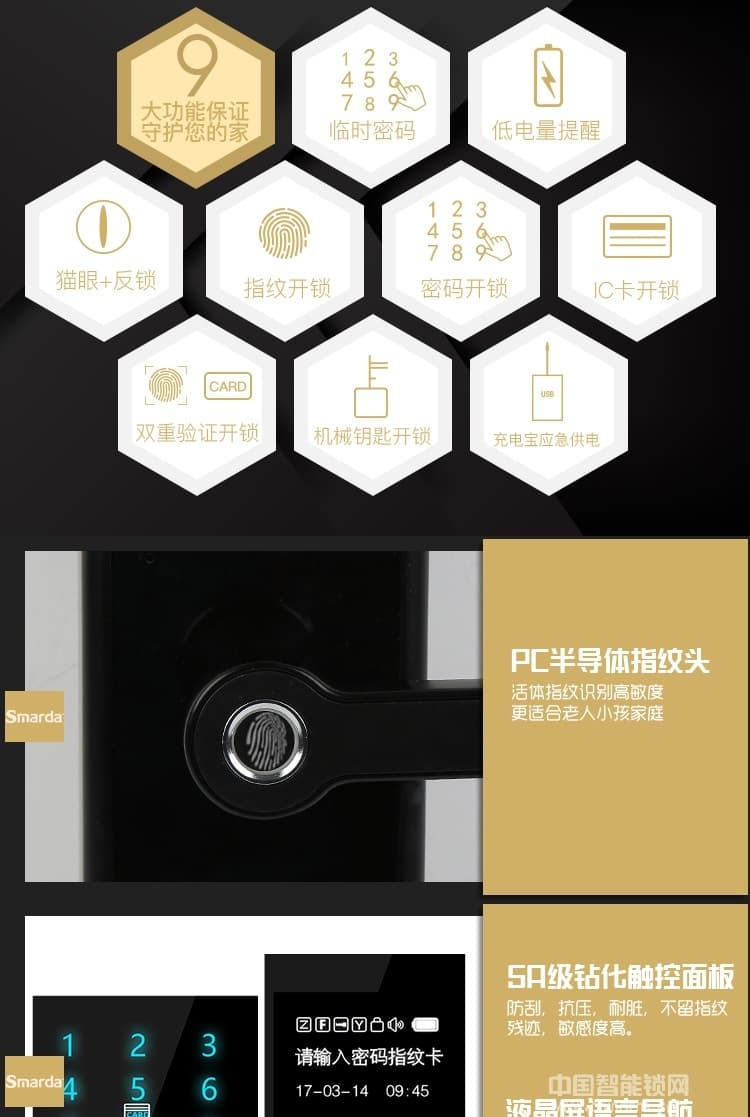 smarda指紋鎖 新款平板指紋鎖 智能感應(yīng)刷卡鎖