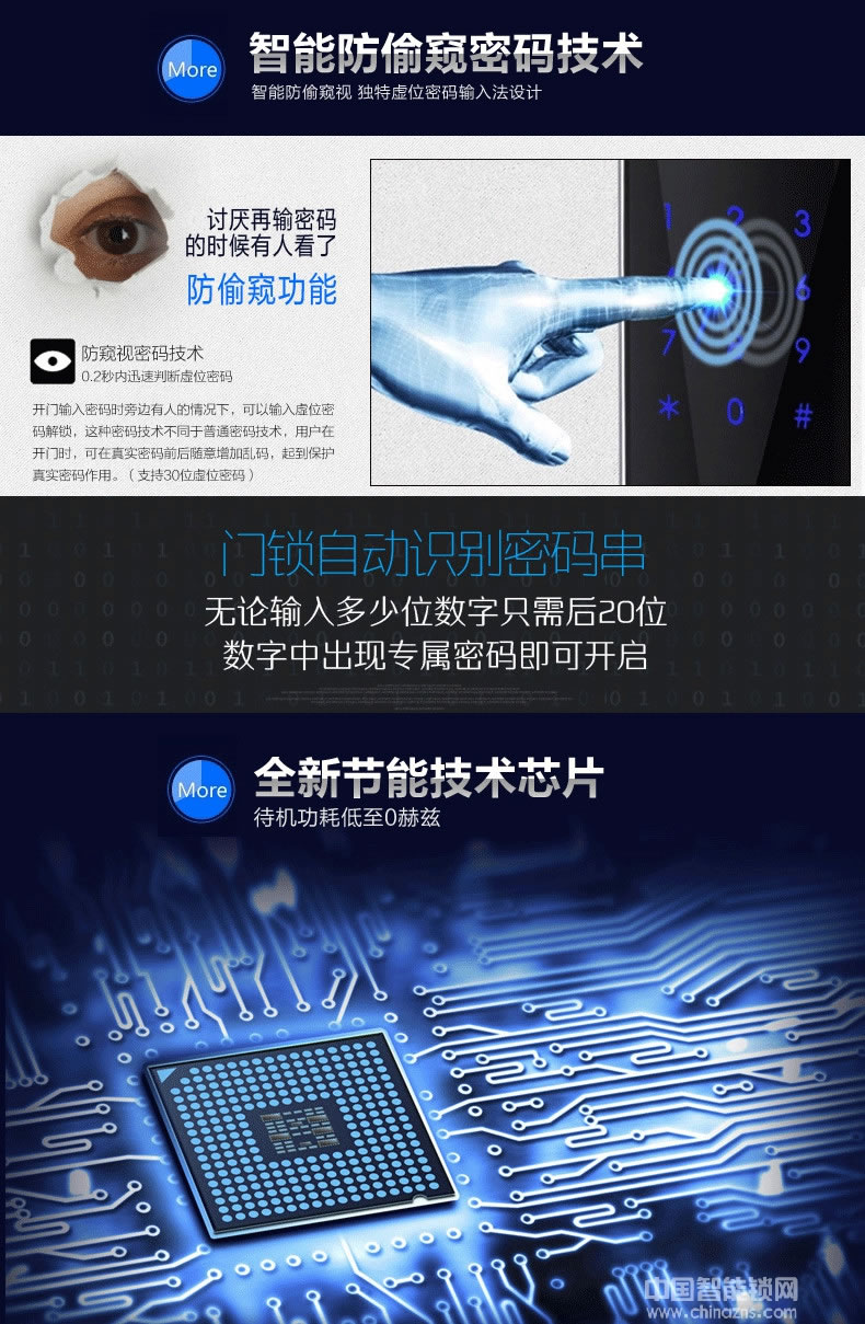 三環(huán)指紋鎖 全304不銹鋼智能鎖 防盜門入戶門密碼鎖