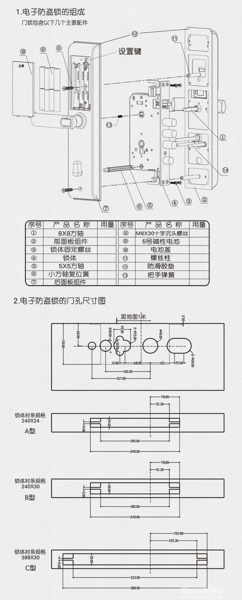 三環(huán)指紋鎖 全304不銹鋼智能鎖 防盜門入戶門密碼鎖