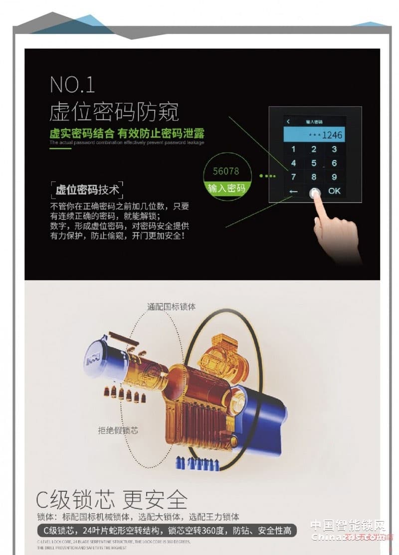 中控鋅合金智慧鎖TL100 家用電子防盜門密碼鎖