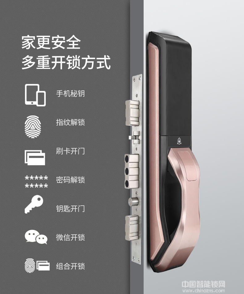 容心全自動指紋鎖 家用防盜門智能鎖