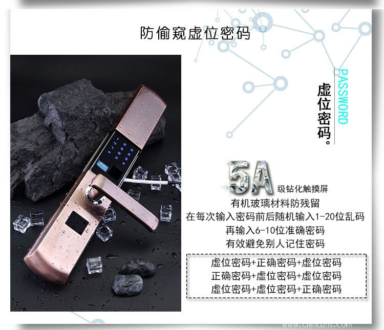 普賽羅指紋鎖 滑蓋指紋密碼鎖 APP智能門鎖