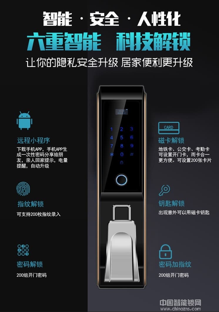 鑫鼎興智能鎖 家用全自動(dòng)指紋鎖 手機(jī)控制智能鎖
