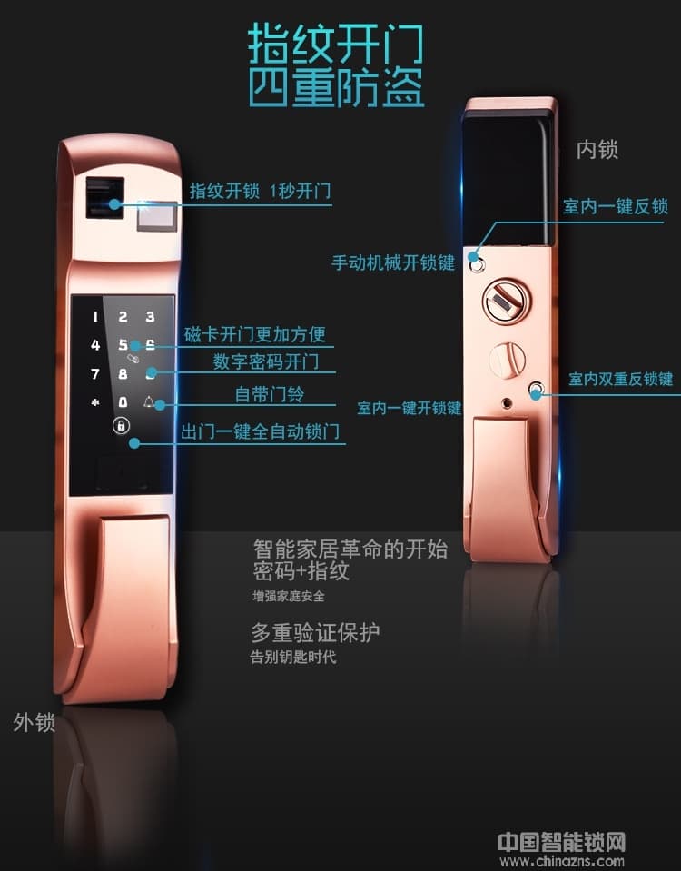 克諾雷智能鎖 家用防盜門智能鎖 全自動密碼鎖
