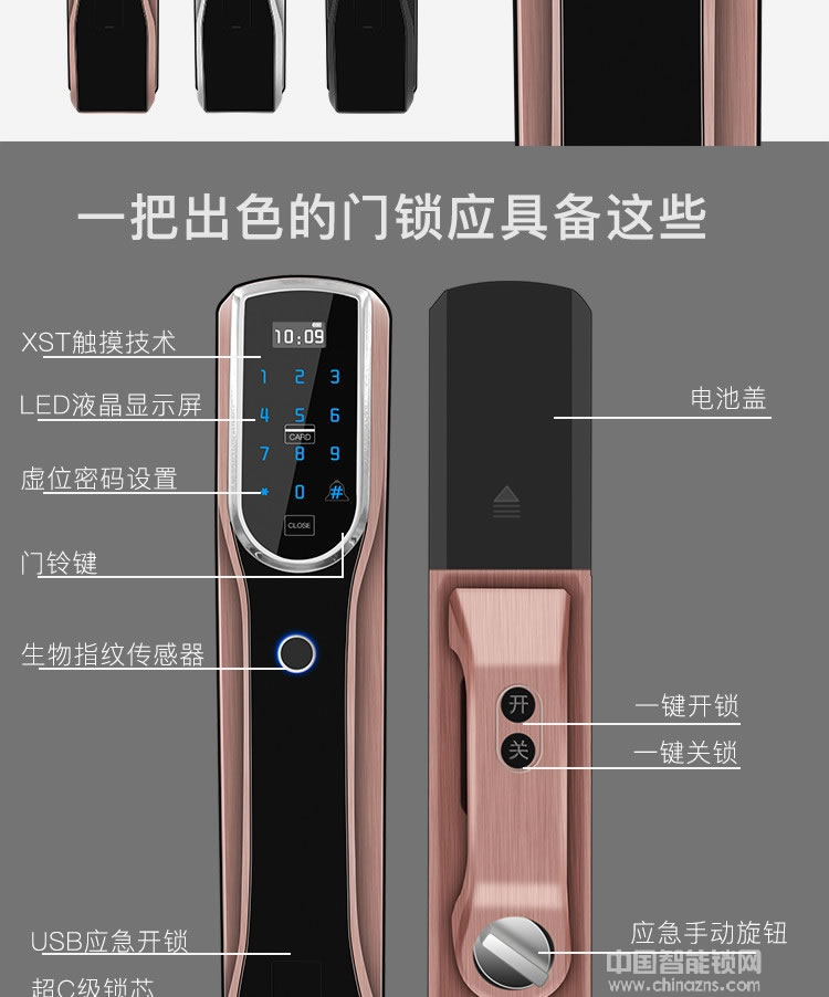 克諾雷智能鎖 鋅合金全自動指紋鎖 半導體指紋密碼鎖