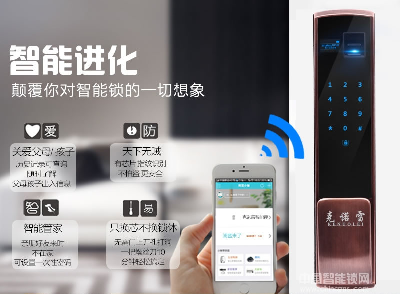 克諾雷智能鎖 五合一開門智能鎖 智能感應密碼鎖