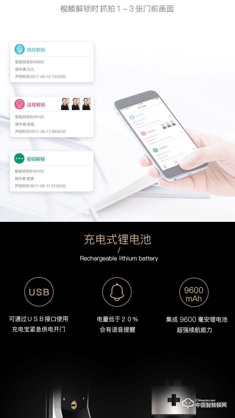 九萬(wàn)里智能鎖 指紋鎖家用防盜門鎖 帶攝像頭密碼鎖
