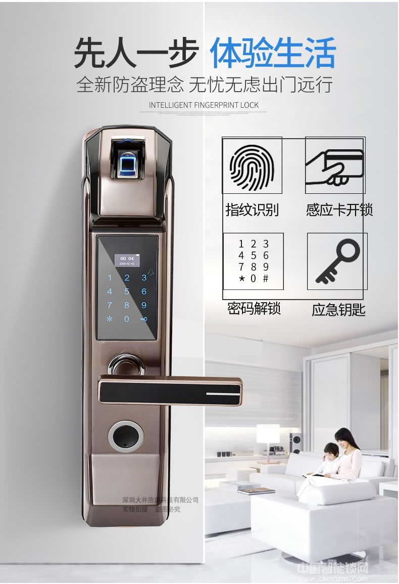 盈悅智能鎖 家用防盜智能鎖 指紋密碼電子鎖