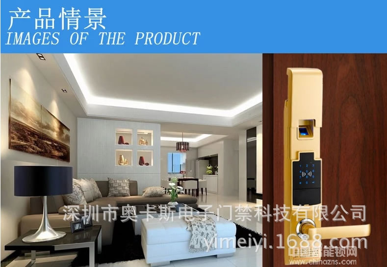 奧卡斯智能鎖 高級住宅指紋鎖 智能刷卡密碼指紋鎖